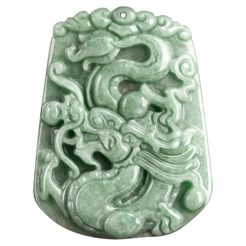 Year Of The Dragon Chinese Zodiac Dragon Soaring Jade Protection Bead Chain Necklace Pendant