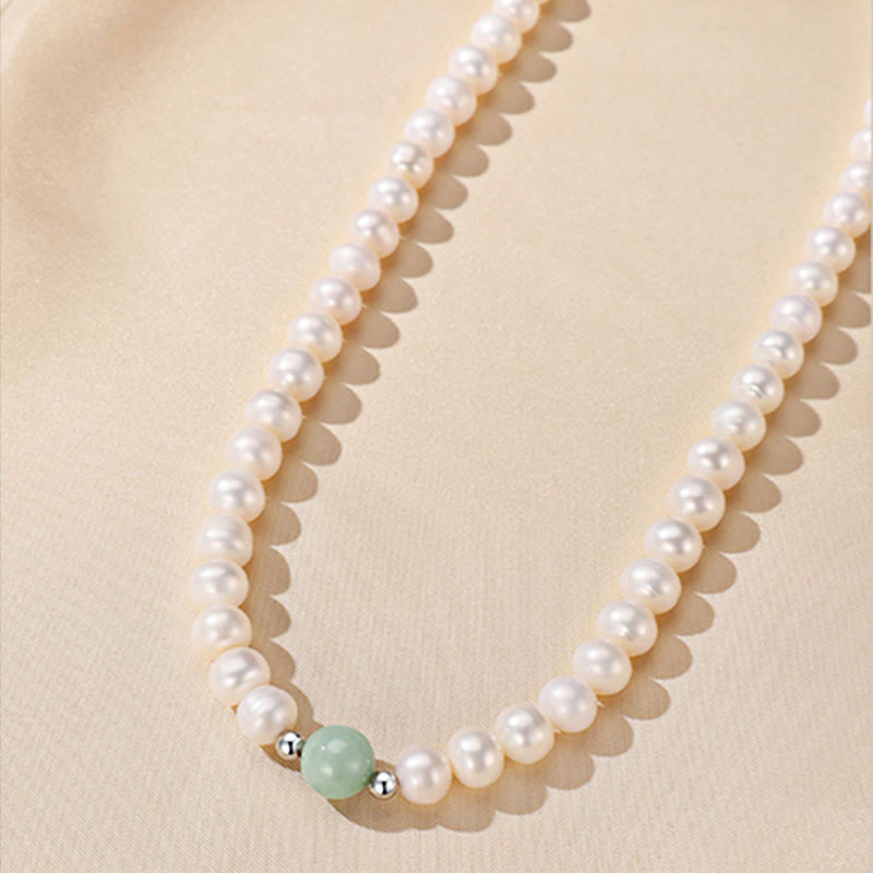 925 Sterling Silver Natural Pearl Jade Healing Necklace Bracelet Earrings With Gift Box