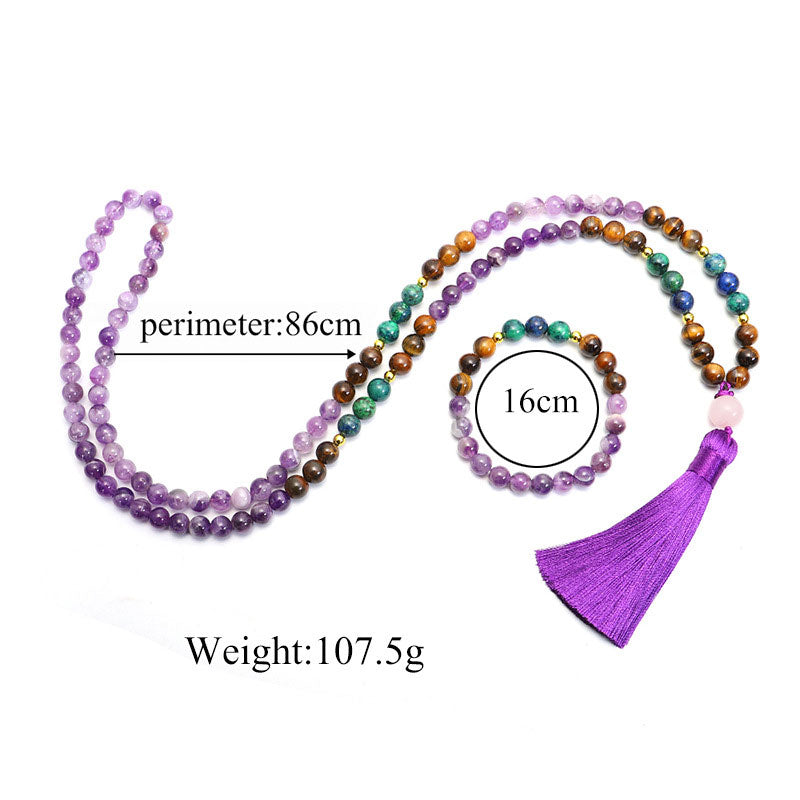Tibetan Amethyst Purify Bracelet Mala Set