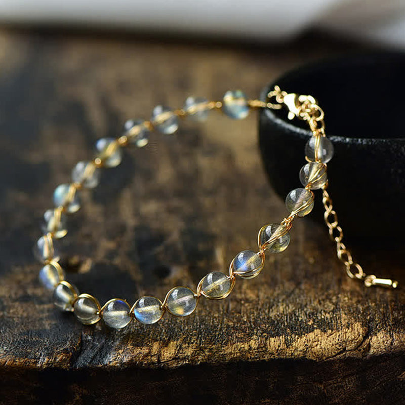 Natural Moonstone 14K Gold Plated Healing Positive Bracelet