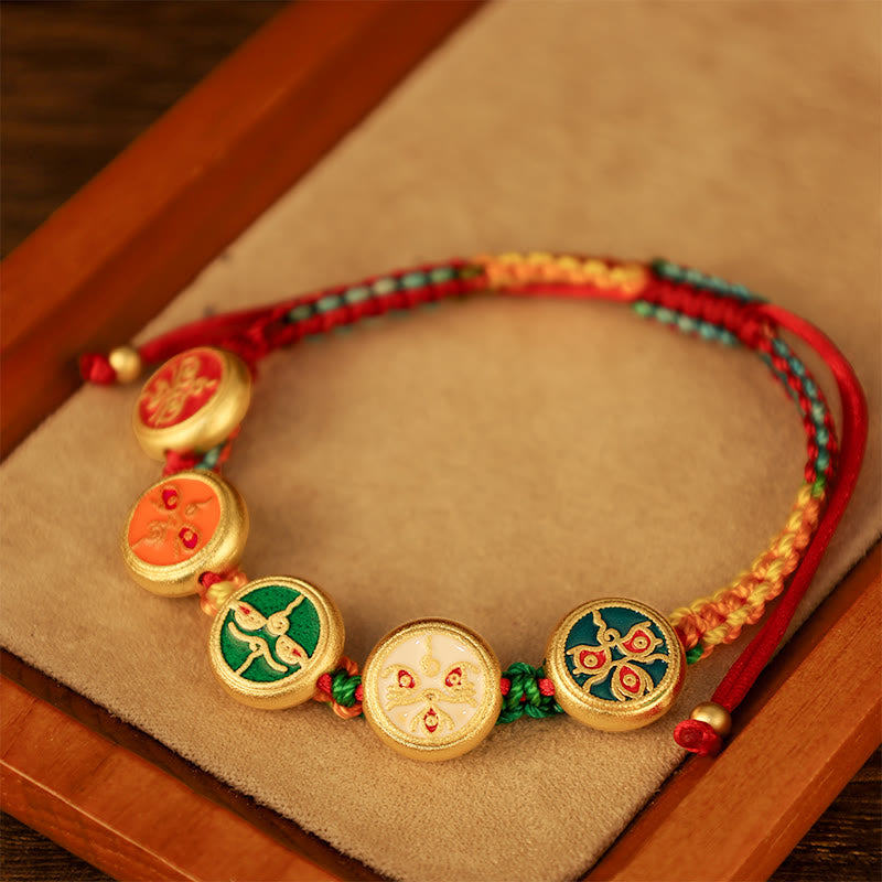 Tibetan Five God Of Wealth Colorful Rope Braided Luck Bracelet