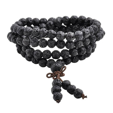 Natural Lava Rock 108 Beads Protection Bracelet