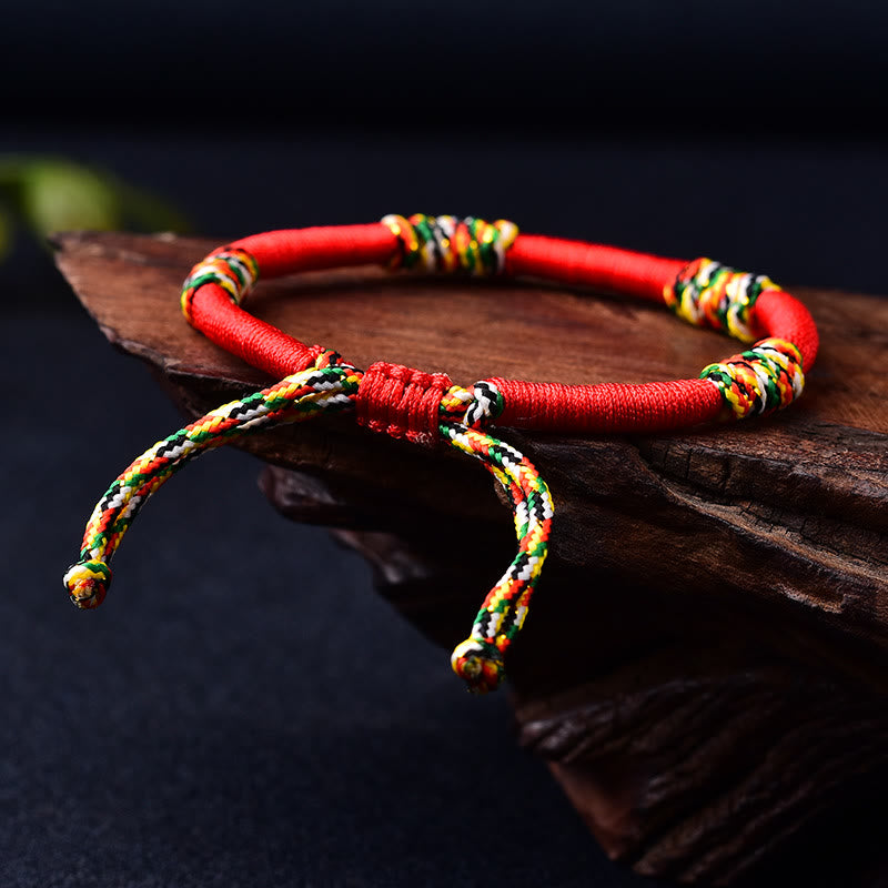 Tibetan Handmade Braided Vajra Knot Red String Bracelet