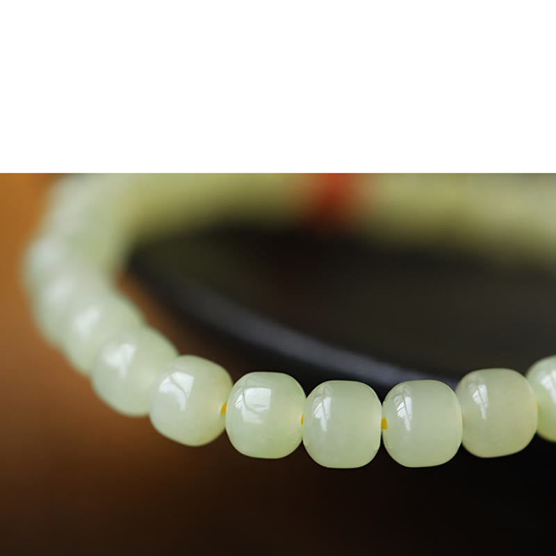 Natural Hetian Jade Amber and Red Agate Pumpkin Carved Gemstone Bracelet