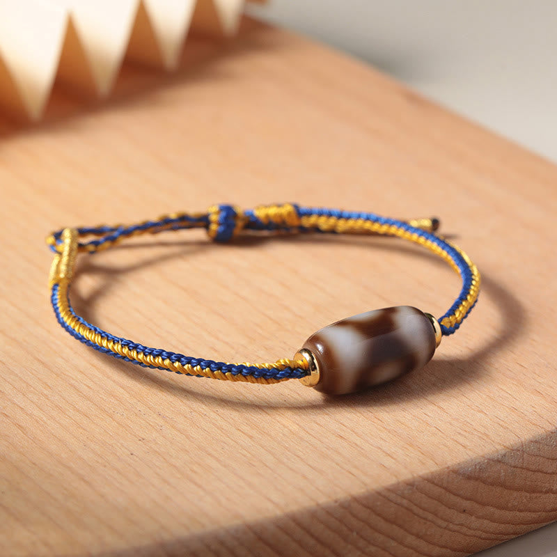 Tibetan Three-eyed Dzi Bead Luck Happiness Bracelet