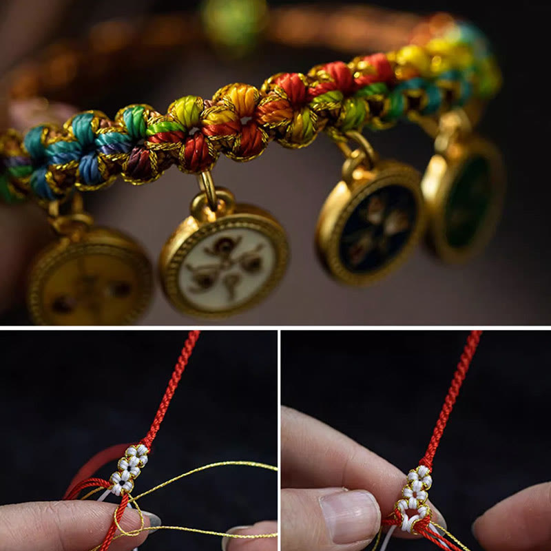 Tibetan Colorful Rope Five God Of Wealth Luck Braid Bracelet