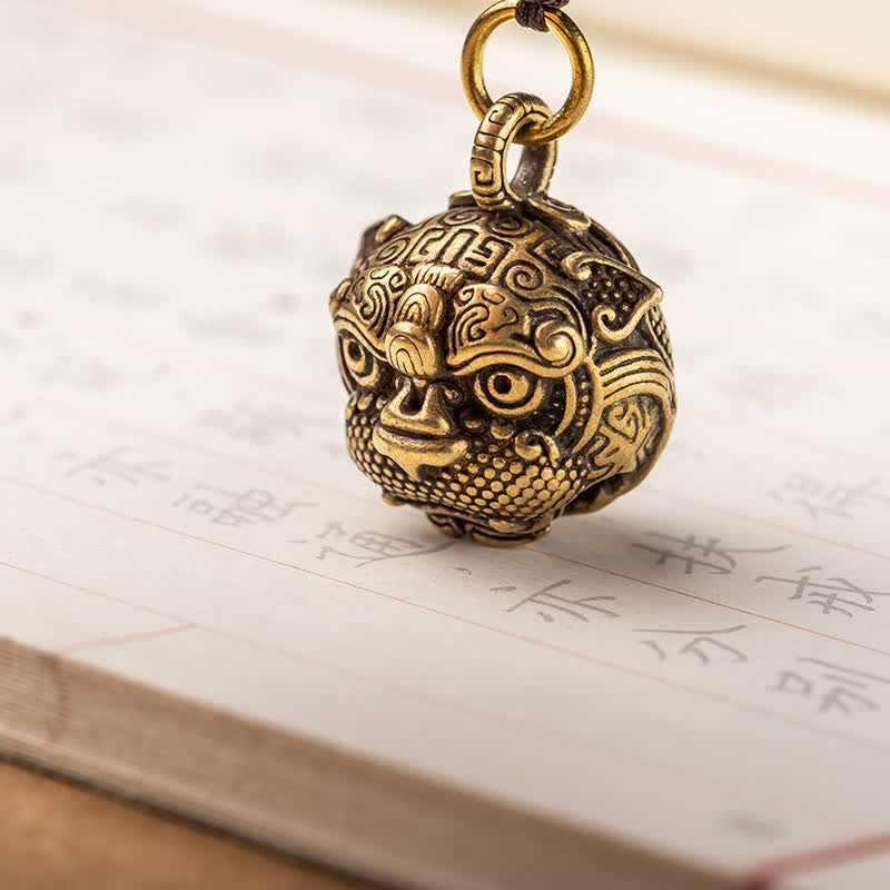 Handmade Brass and Copper Pixiu Energy Conductor Keychain