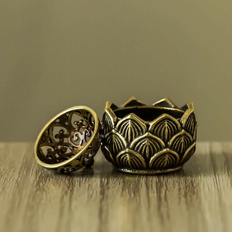 Tibetan Mini Lotus Pattern Copper and Brass Meditation Incense Burner