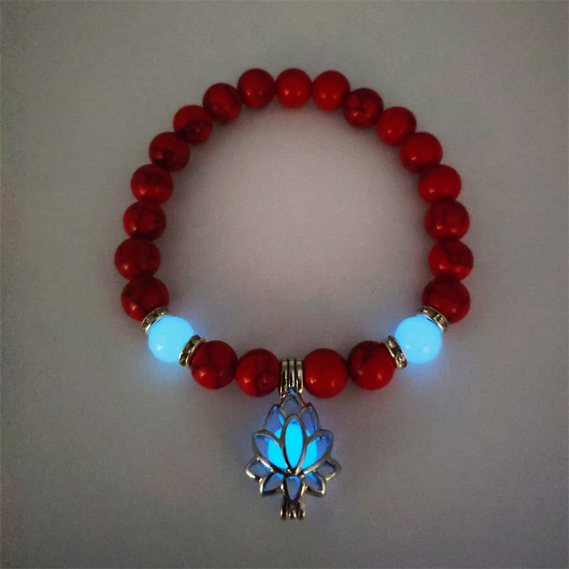 Tibetan Turquoise Glowstone Luminous Bead Lotus Protection Bracelet