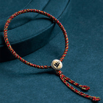 Handmade 925 Sterling Silver & Cinnabar Zodiac Guardian Buddha Red String Bracelet