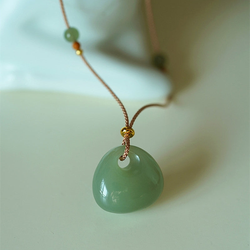 Natural Jade Luck Prosperity Necklace Pendant (Random Color)