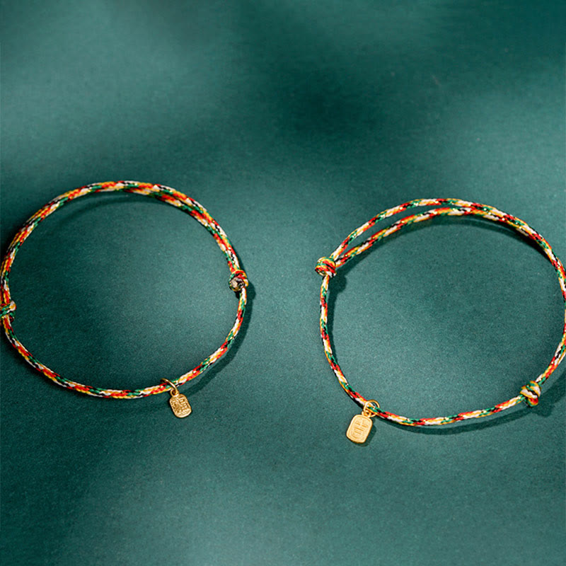 Auspicious Fu Character Peace And Joy Luck Handmade Multicolored Child Adult Bracelet
