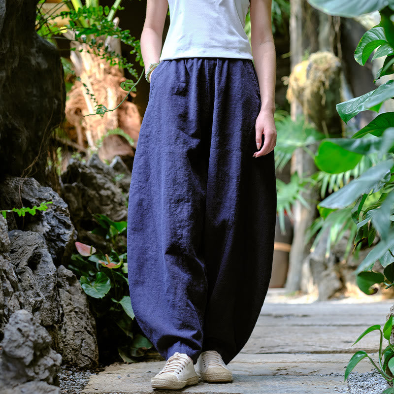 Solid Color Loose Yoga Harem Pants With Pockets