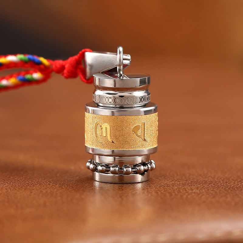 Tibet Om Mani Padme Hum Shurangama Mantra Titanium Steel Wisdom Amulet Necklace Pendant