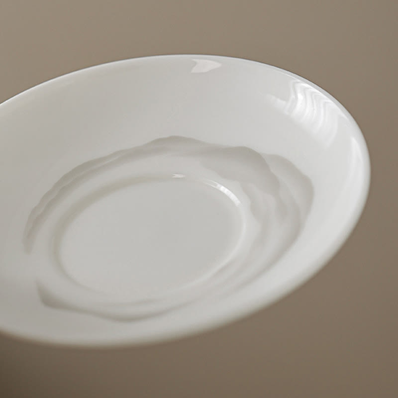 Vintage Ink Painting Mountain White Porcelain Ceramic Gaiwan Sancai Teacup Kung Fu Tea Cup And Saucer With Lid Tea Utensil Teapot