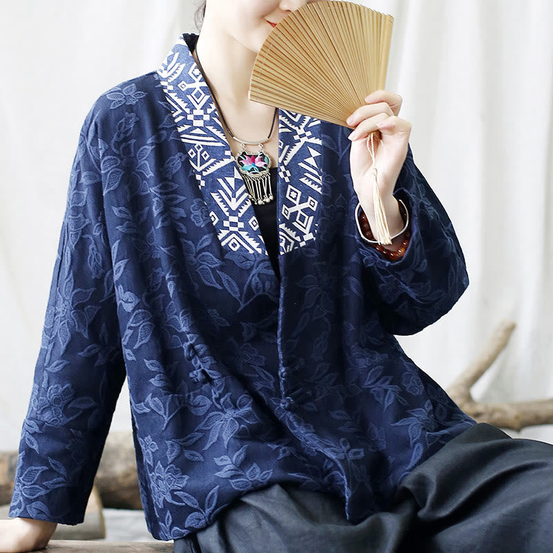 Cotton Jacquard V-Neck Mindful Meditation Jacket