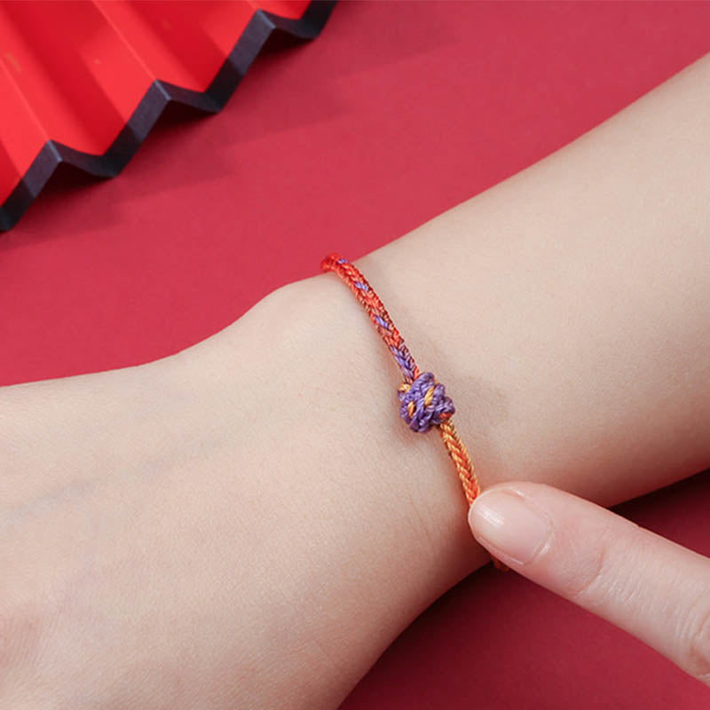 Handcrafted Purple Gold and Red Braided Rope Bracelet