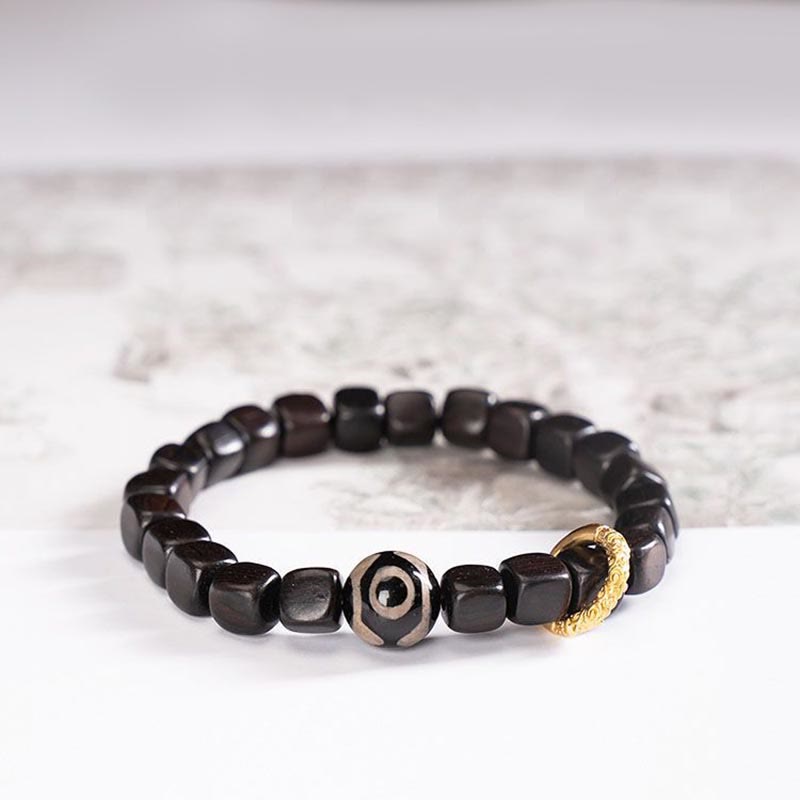Tibetan Ebony Wood Dzi Bead Balance Calm Bracelet