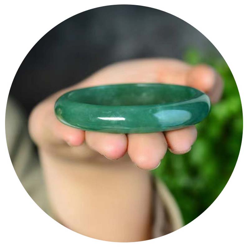 Authentic Natural Jade Stone Polished Solid Bangle Bracelet