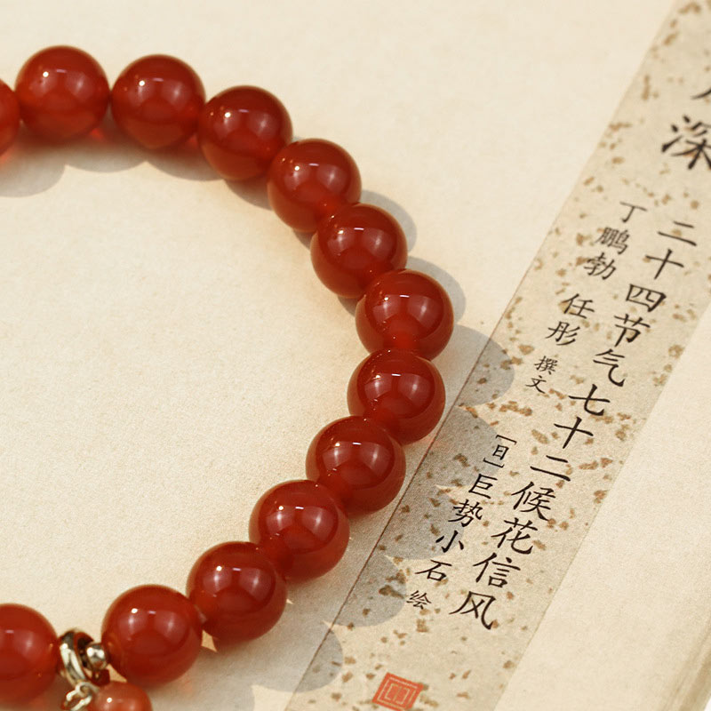 Natural Red Agate Stone Buddha Charm Handmade Bracelet