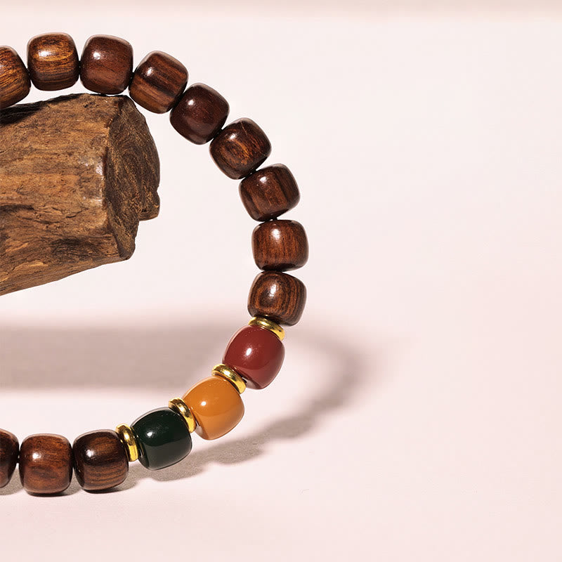 Handmade Natural Wood & Copper Beaded Meditation Bracelet