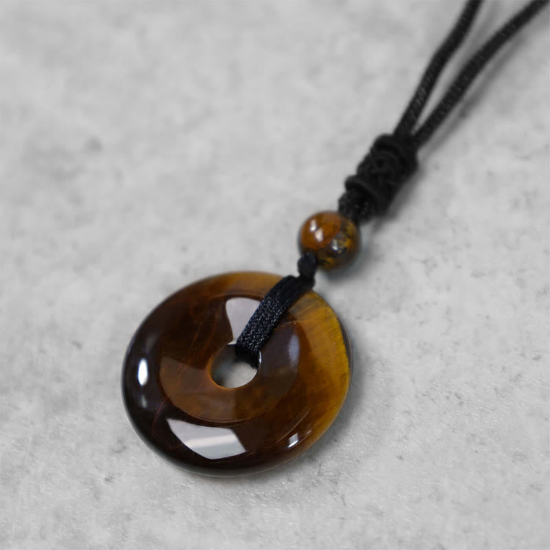 Lucky Coin Pendant Healing Crystal Gemstone Necklace