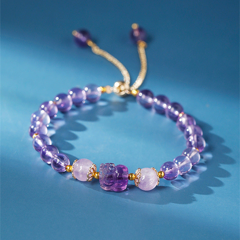 Handmade Natural Gemstone Pixiu Elastic Bracelet for Mindful Intentions
