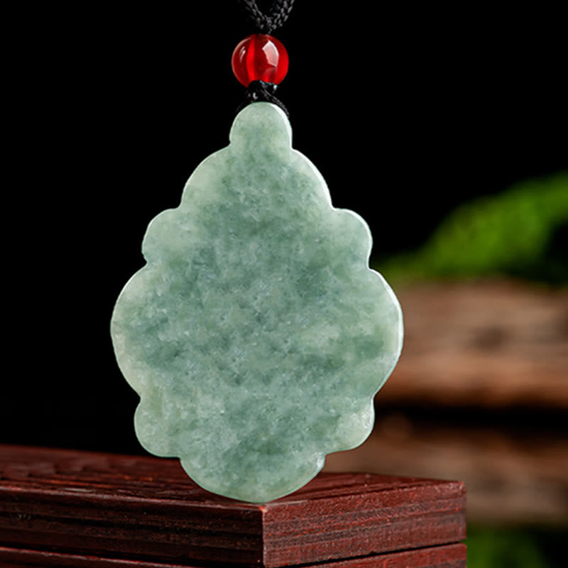 Natural Jade Kalanchoe blossfeldiana Flower Pattern Luck Necklace Pendant