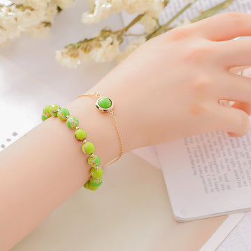 Sun Stone Strawberry Quartz Crystal Positive Bracelet