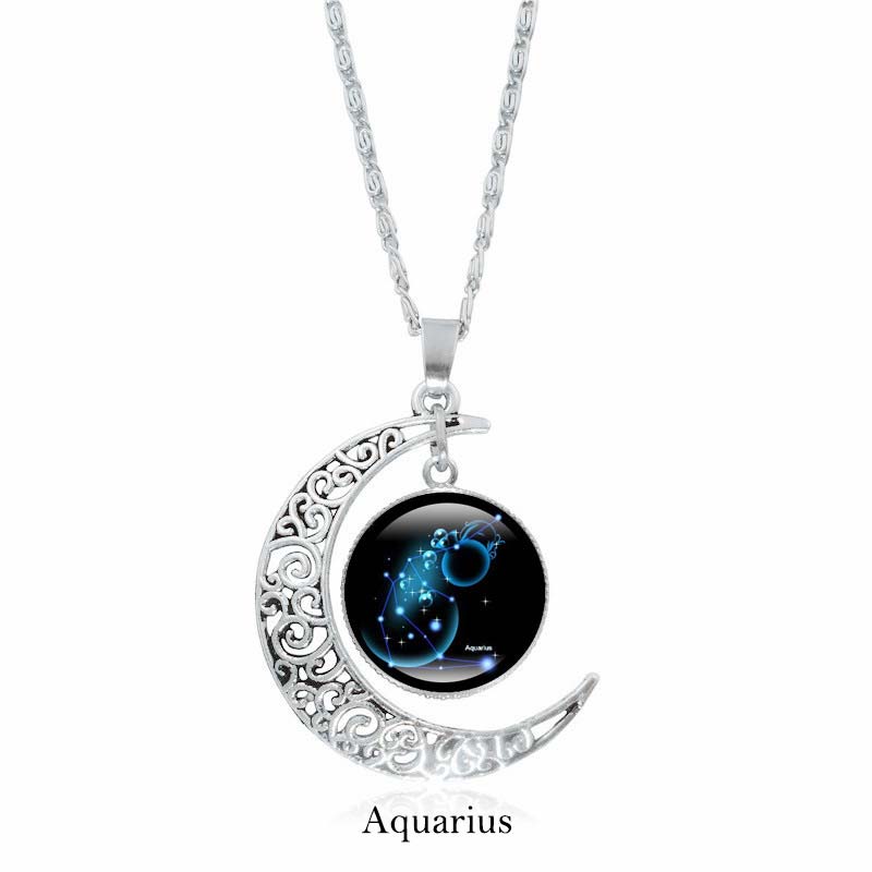 12 Constellations of the Zodiac Moon Protection Necklace Chain Pendant