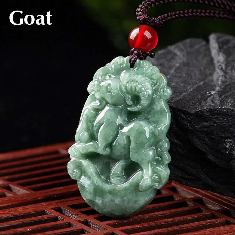 Natural Jade 12 Chinese Zodiac Prosperity Necklace Pendant