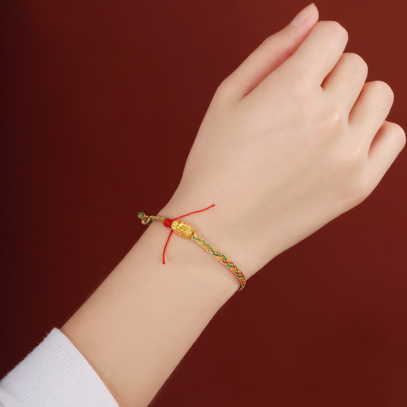 Year of the Dragon Handmade Colorful Dragon Carved Success Braided Bracelet