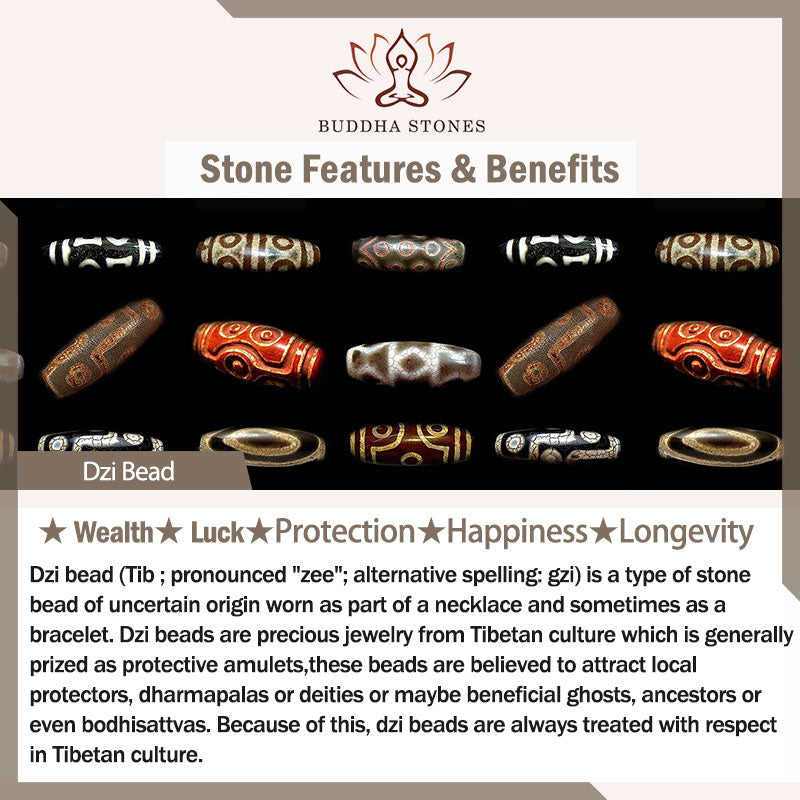 108 Mala Beads Rudraksha Bodhi Seed Dzi Bead Luck Wealth Bracelet