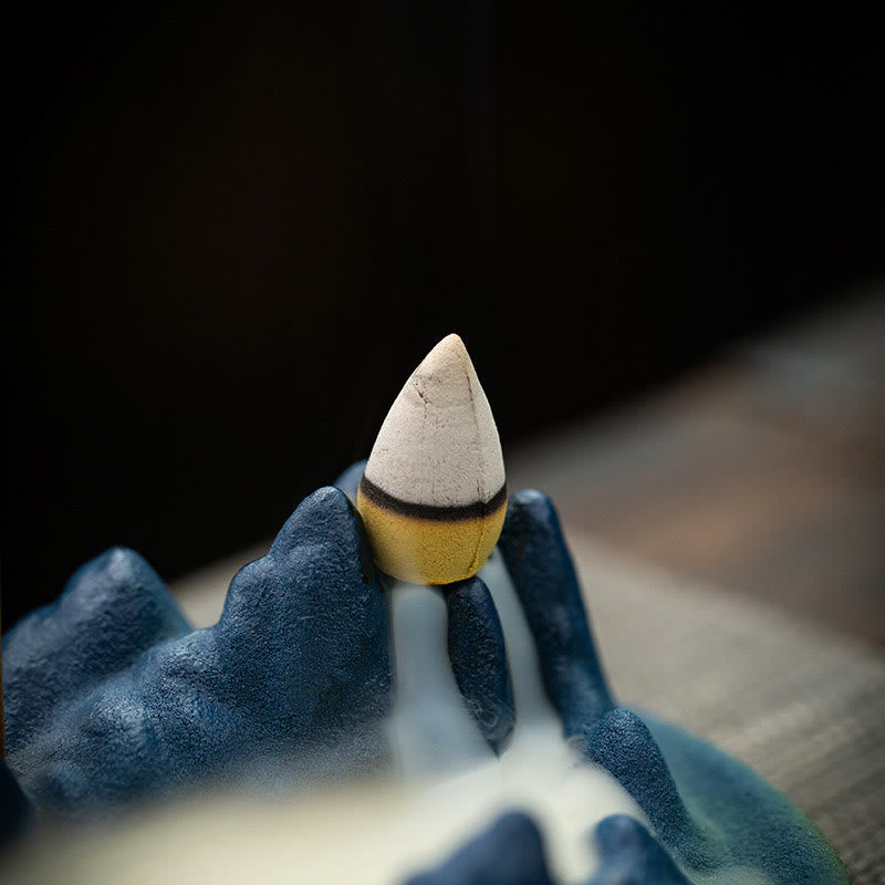 Sculpted Ceramic Backflow Mountain Incense Burner
