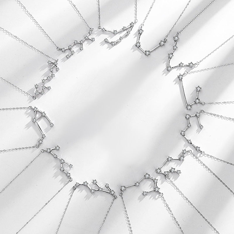 925 Sterling Silver 12 Constellations of the Zodiac Astrology Blessing Necklace Pendant