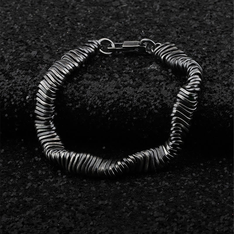 Vintage Twisted Chain 925 Sterling Silver Bracelet with Lock Clasp