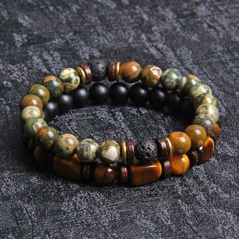 2PCS Healing Crystal Emperor Stone Tiger Eye Bead Bracelet