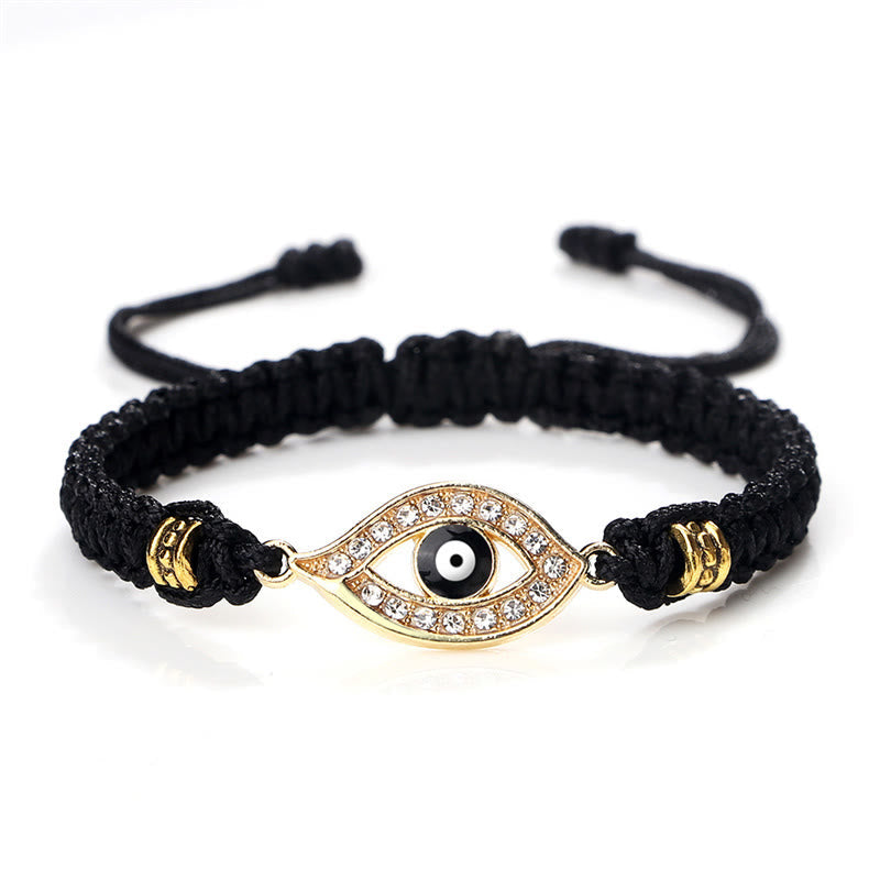 Handmade Evil Eye Red String Braided Bracelet with Gold or Silver Border