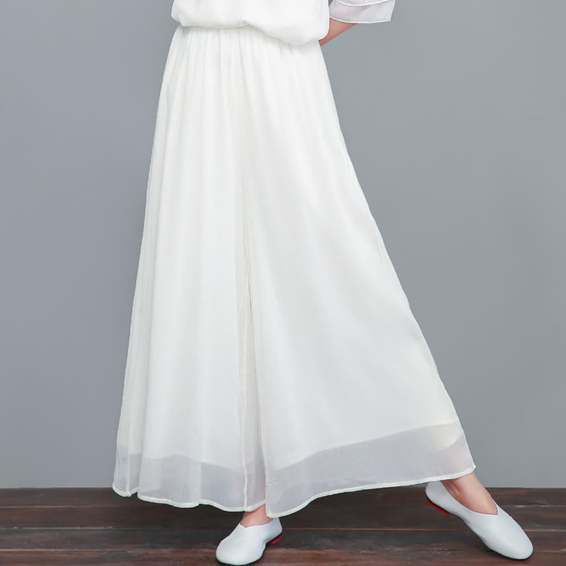 Lightweight Chiffon Flowing Midi Dress and Wide-Leg Meditation Set