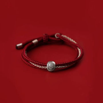 925 Sterling Silver Tibetan Zakiram Goddess Braided Red String Bracelet