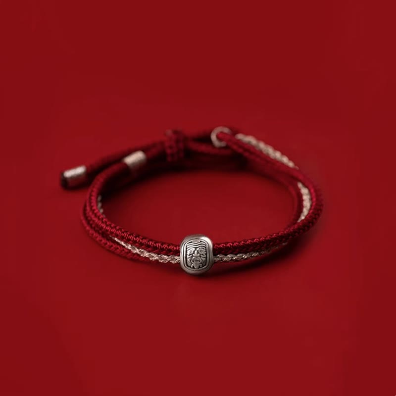925 Sterling Silver Tibetan Zakiram Goddess Braided Red String Bracelet