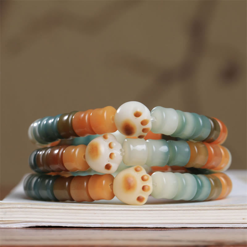 Colorful Bodhi Seed Cat Paw Wisdom Bracelet
