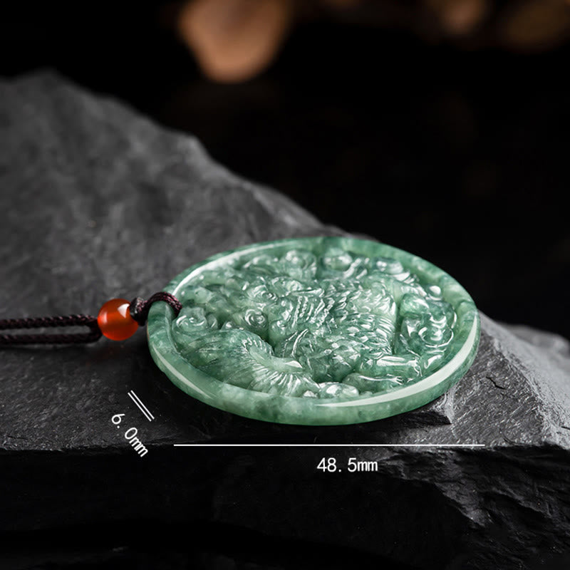 Natural Jade Kirin Abundance String Necklace Pendant