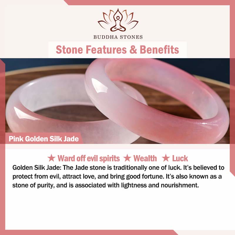 Pink Golden Silk Jade Bangle & Strawberry Quartz Beaded Bracelet Bundle Set
