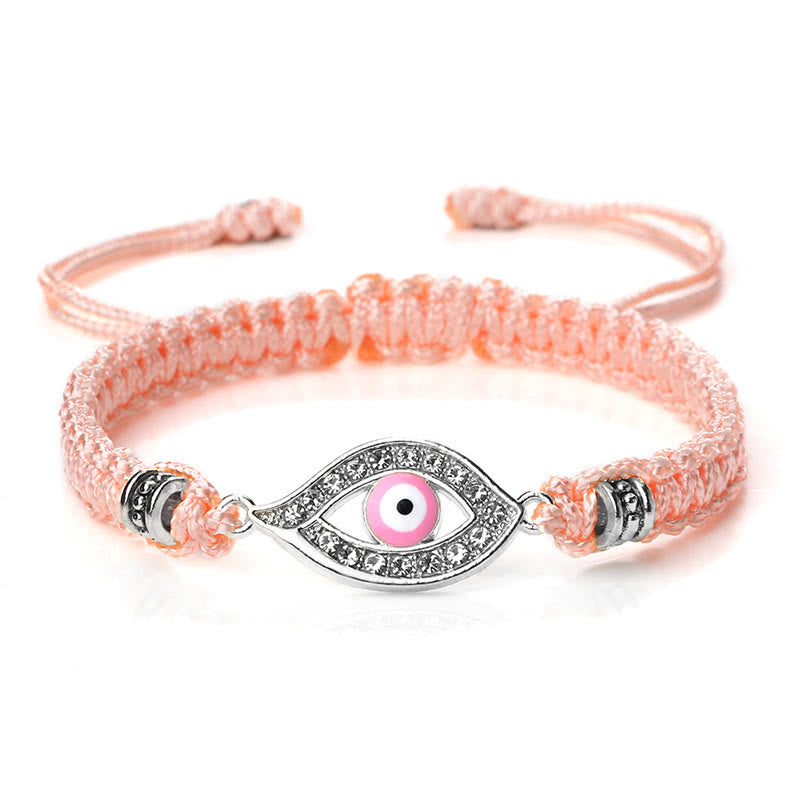 Handmade Evil Eye Red String Braided Bracelet with Gold or Silver Border