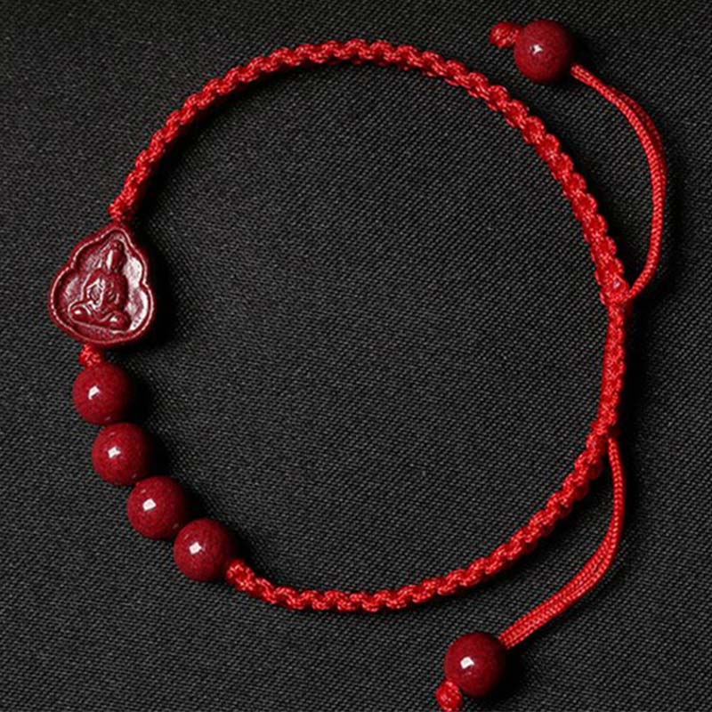 Laughing Buddha Avalokitesvara Cinnabar Blessing String Bracelet