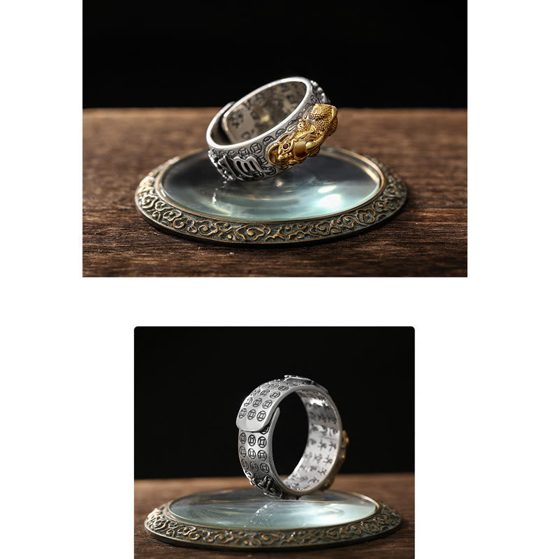990 Sterling Silver Tibetan Heart Sutra & Om Mani Padme Hum Engraved Mantra Ring