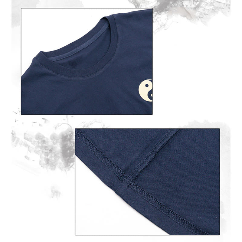 Men's Summer Round Neck Short Sleeve Yin Yang Cotton T-Shirt
