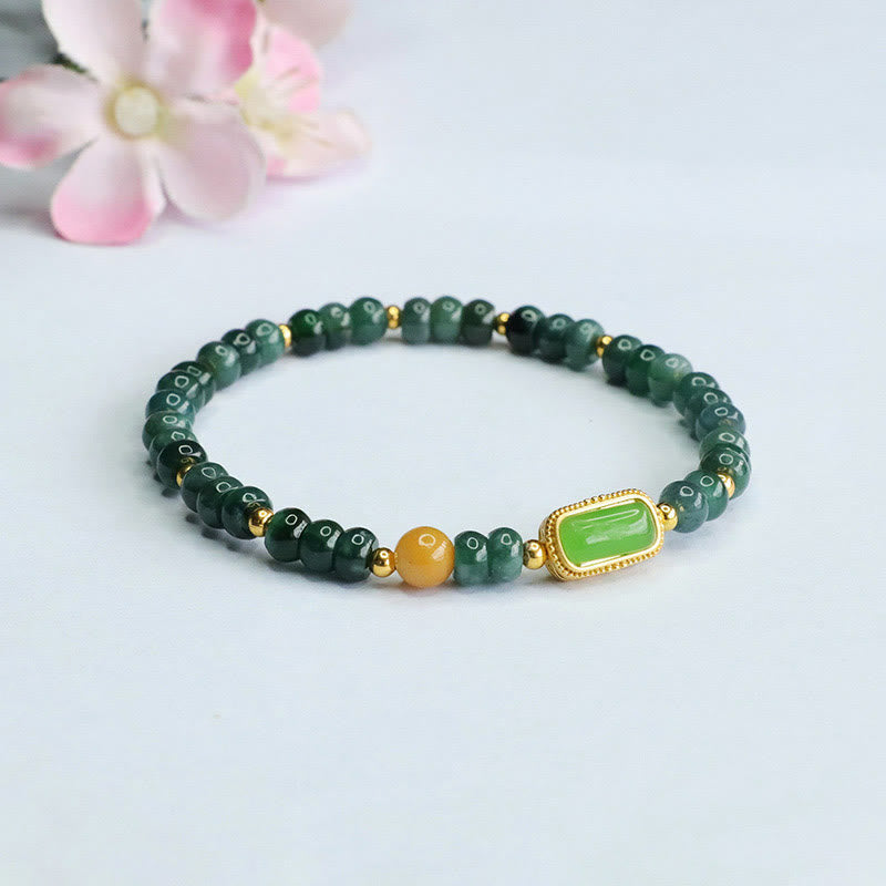 Natural Green Jade Topaz Luck Bracelet