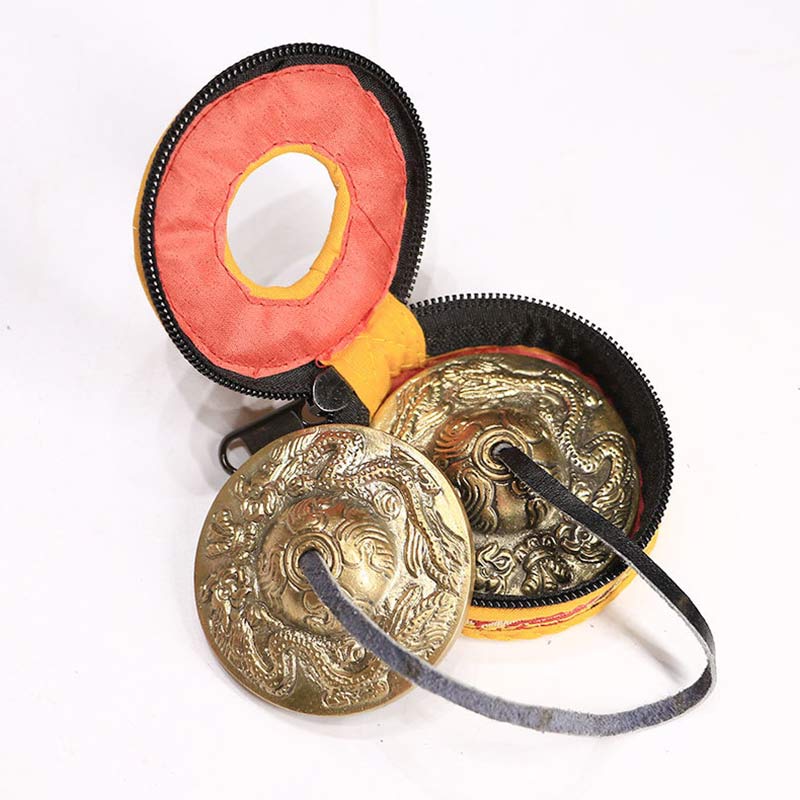 Tibetan Tingsha Bell Six True Words Dragon Copper Balance Decoration With Bag